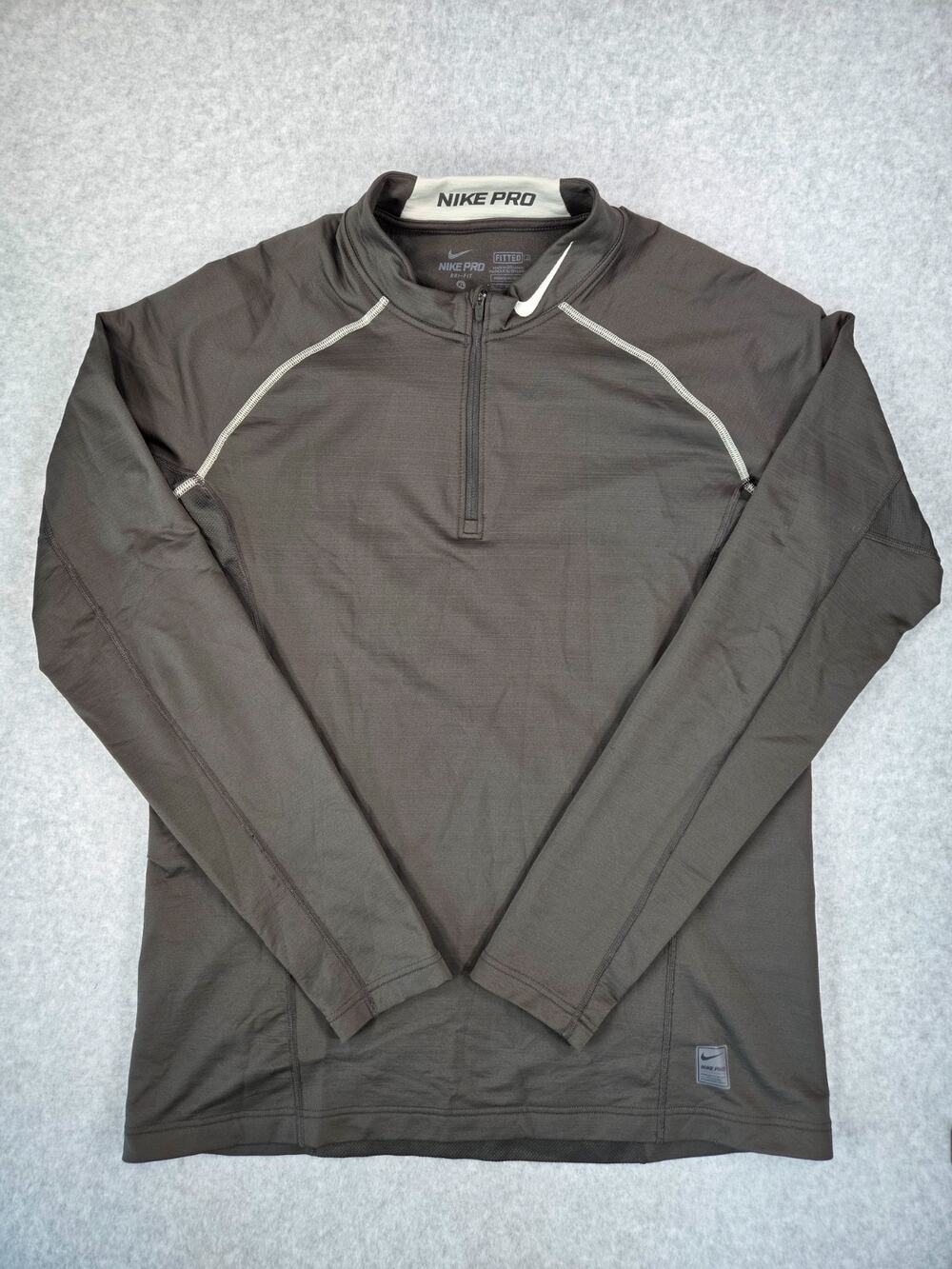 Nike Pro Dri-FIT 1/4 Zip Pullover Men's XL Gray Long Sleeve Shirt Activewear